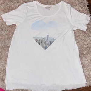 Express White Cityscape Heart Graphic Tee